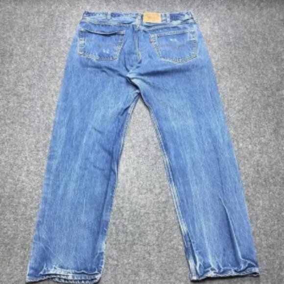 Vintage Levis Jeans Men 38x31 Blue 501 Button Fly Classic Straight Y2K Tag 42x34 - Picture 11 of 13